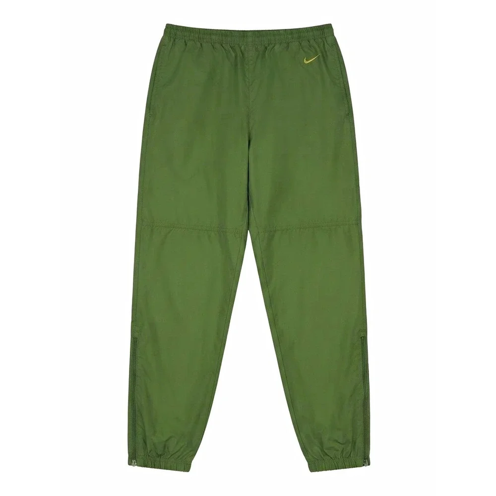 Nike Men's M Green Nylon Track Pants Drawstring Elastic Waist Zip Pockets Solid
